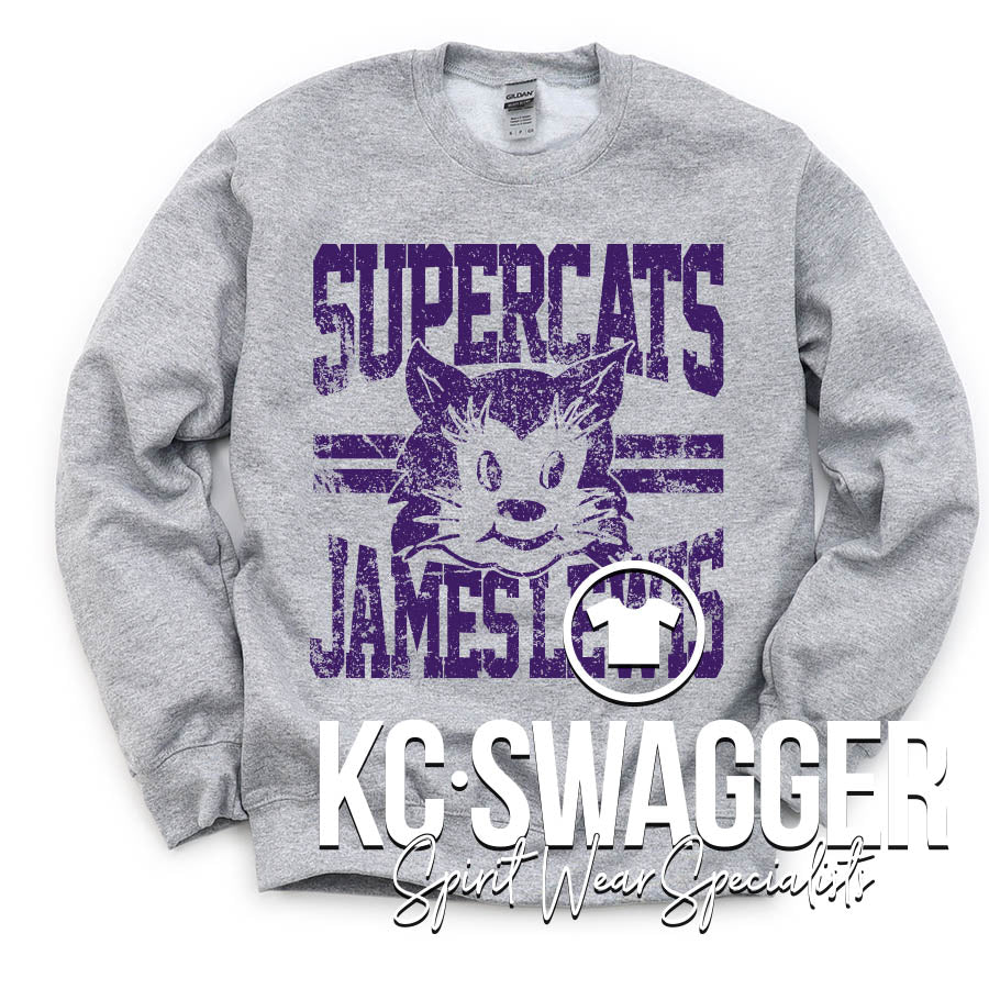JLE SUPERCATS SPORT GRAY GILDAN SWEATSHIRT