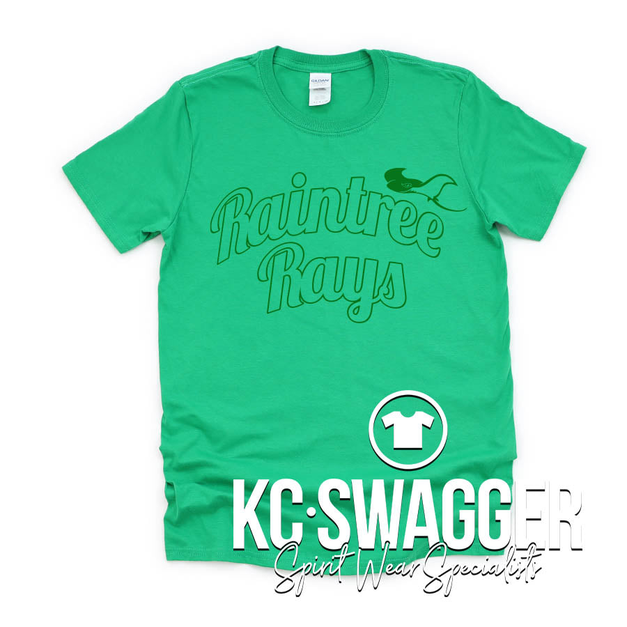 RAINTREE RAYS HEATHER GREEN TEE