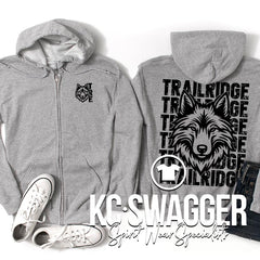 TRE TIMBERWOLVES SPORT GRAY FULL ZIP GILDAN HOODIE