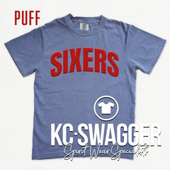 SIXERS BASKETBALL BLUE JEAN COMFORT COLORS TEE
