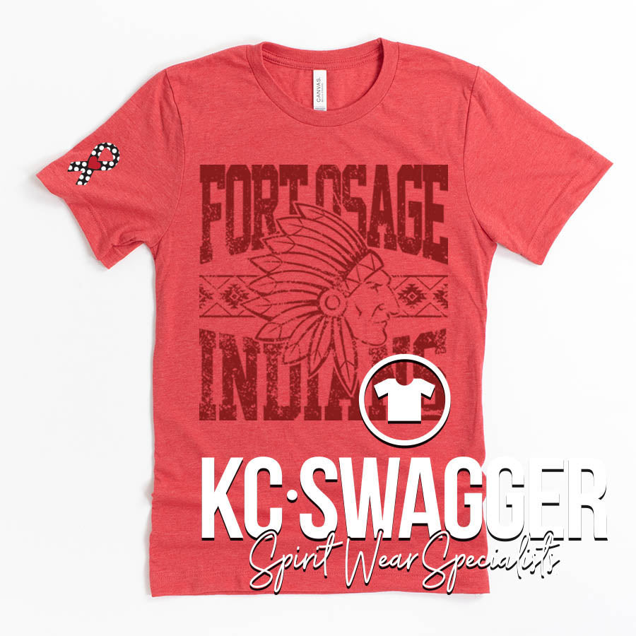 FOSD INDIANS HEATHER RED BELLA CANVAS TEE