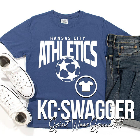 ATHLETICS SOCCER CHINA BLUE COMFORT COLORS TEE