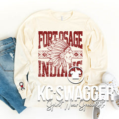 FOSD INDIANS NATURAL LONG SLEEVE BELLA CANVAS TEE