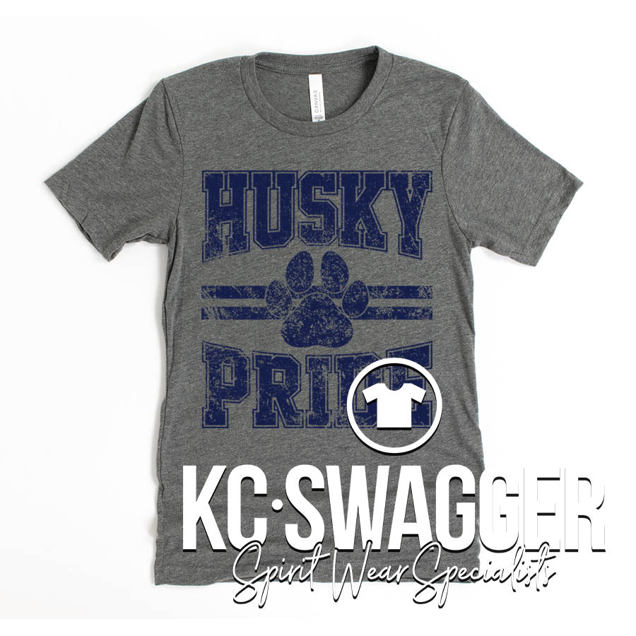 HES HUSKIES DEEP HEATHER BELLA CANVAS TEE