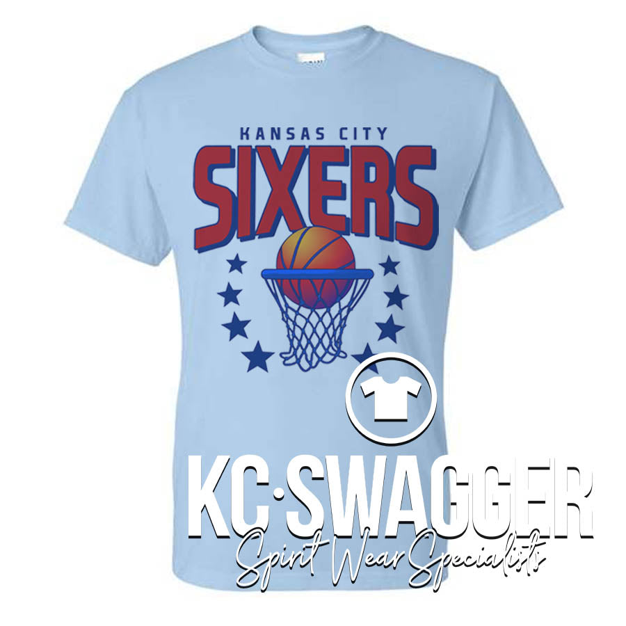 SIXERS BASKETBALL LIGHT BLUE GILDAN TEE