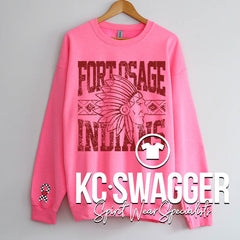 FOSD INDIANS NEON PINK GILDAN SWEATSHIRT