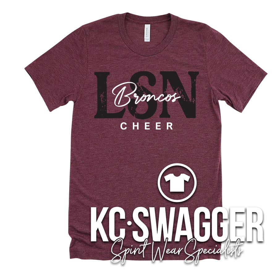 LSN CHEER HEATHER MAROON TEE