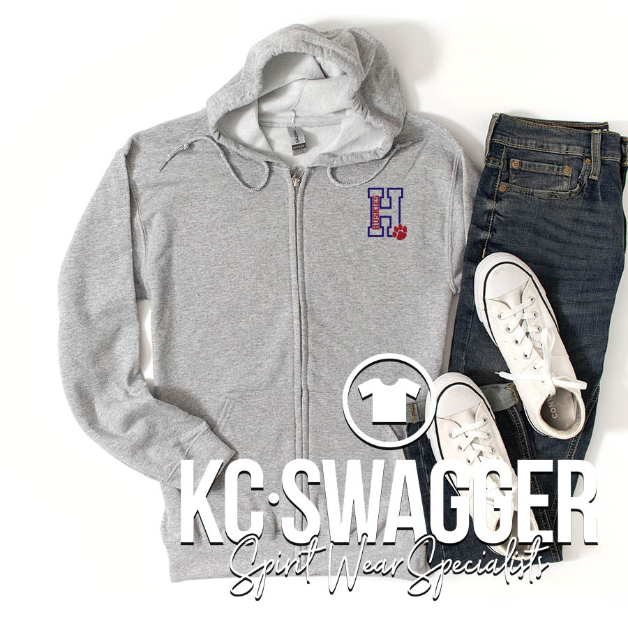 HES HUSKIES SPORT GRAY FULL ZIP HOODIE