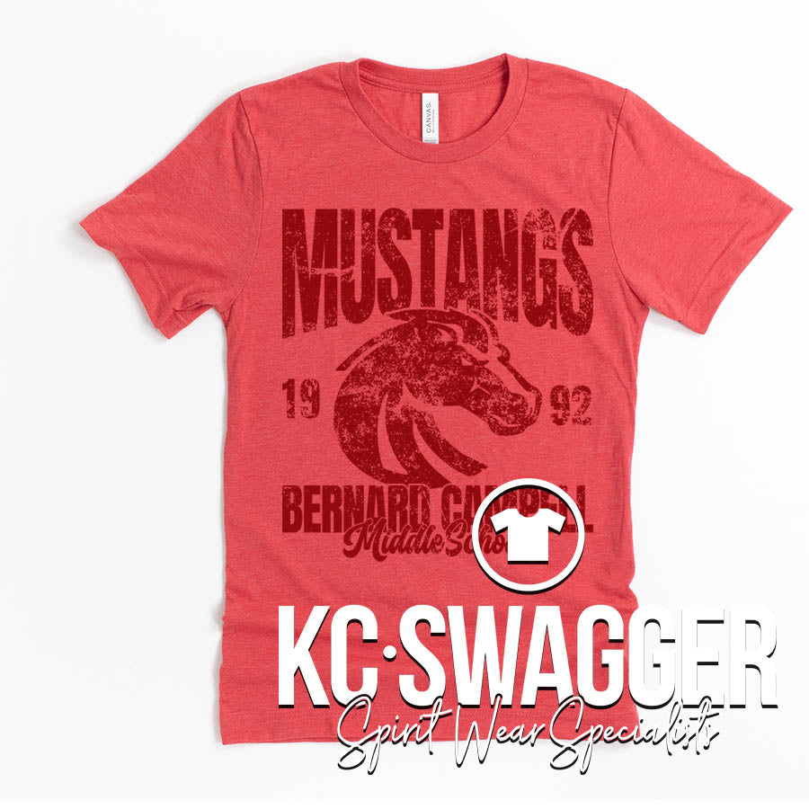 BCMS MUSTANGS HEATHER RED BELLA CANVAS TEE