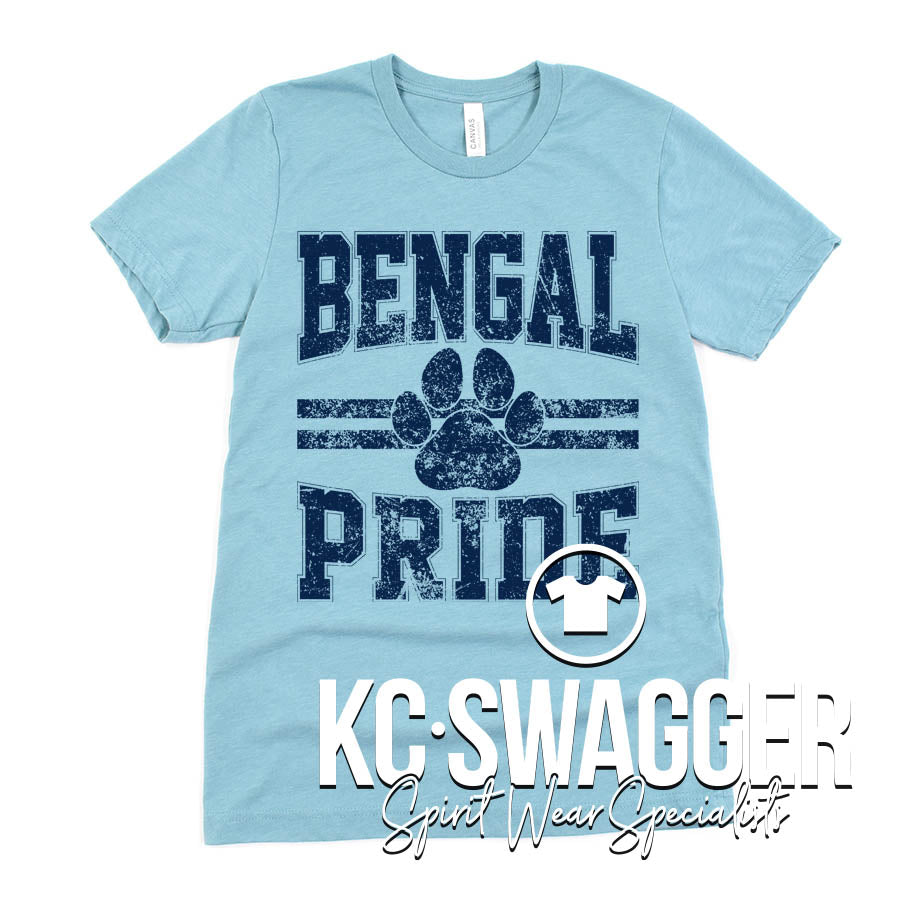 MLE BENGALS HEATHER BLUE LAGOON BELLA CANVAS TEE