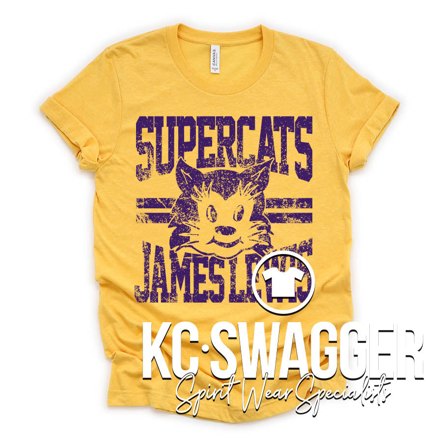 JLE SUPERCATS HEATHER YELLOW GOLD BELLA CANVAS TEE