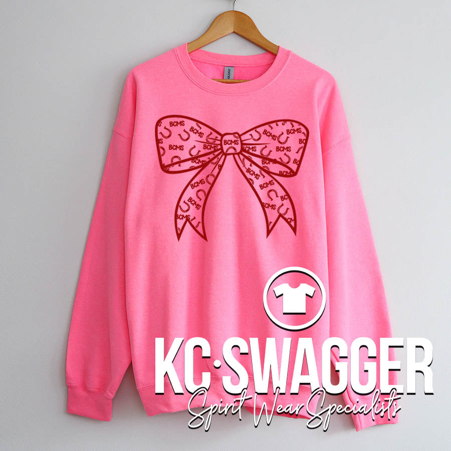 BCMS MUSTANGS NEON PINK SWEATSHIRT
