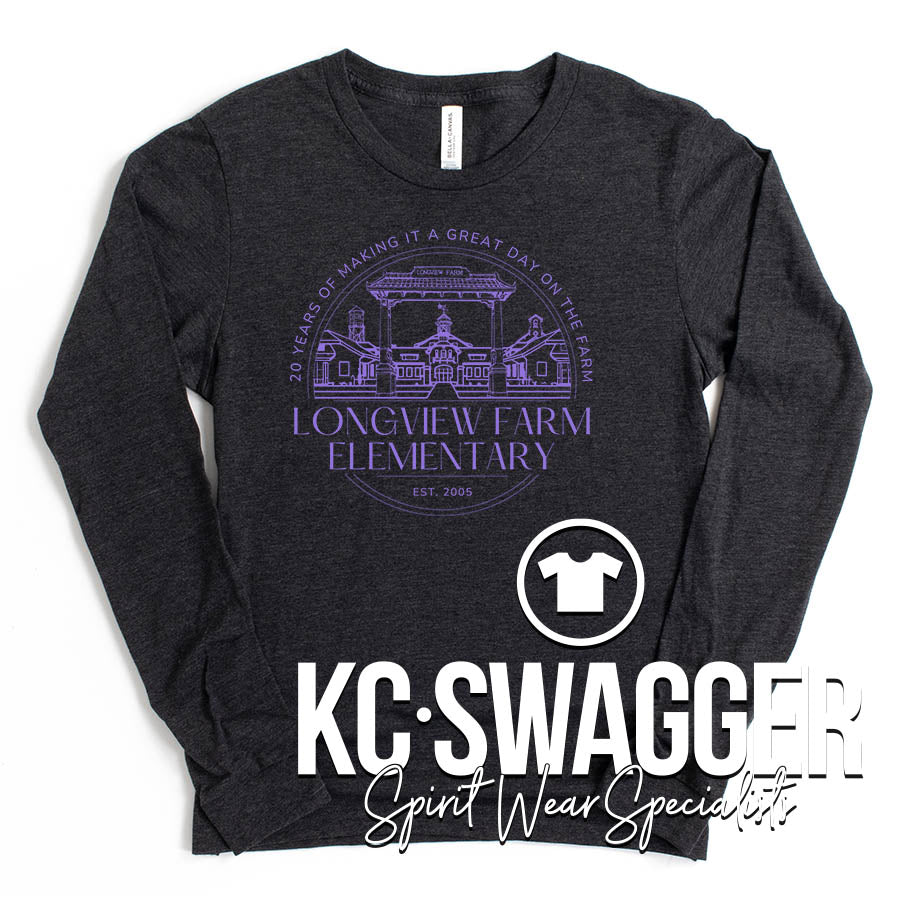 LFE ANNIVERSARY HEATHER CHARCOAL LONG SLEEVE BELLA CANVAS TEE