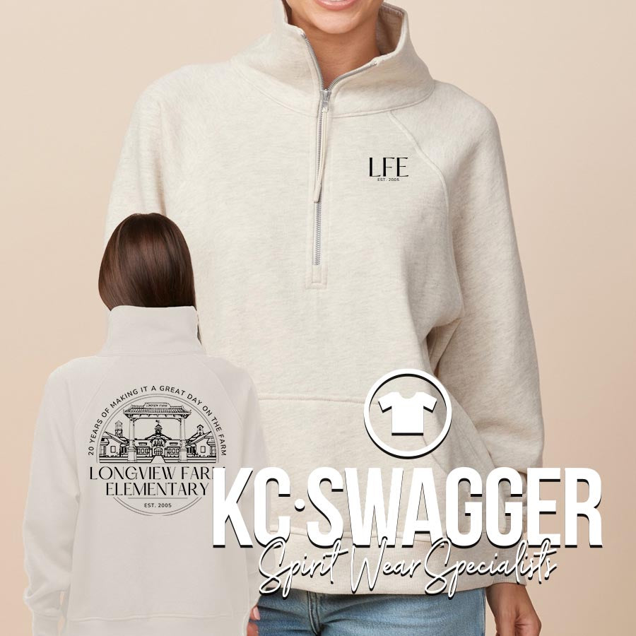 LFE ANNIVERSARY HEATHER OATMEAL ENZA LADIES HALF ZIP FLEECE (ADULT ONLY)