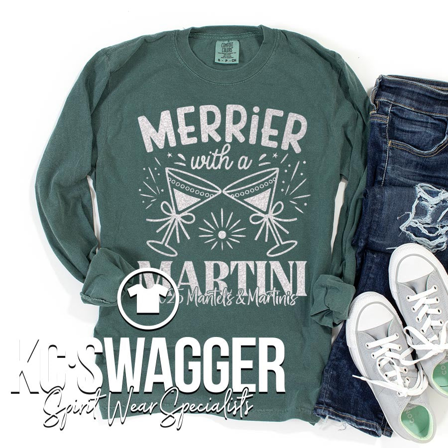 2025 MANTELS AND MARTINIS BLUE SPRUCE LONG SLEEVE TEE