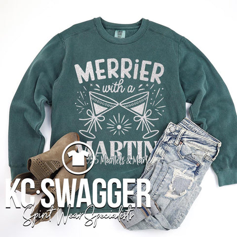 2025 MANTELS AND MARTINIS BLUE SPRUCE SWEATSHIRT