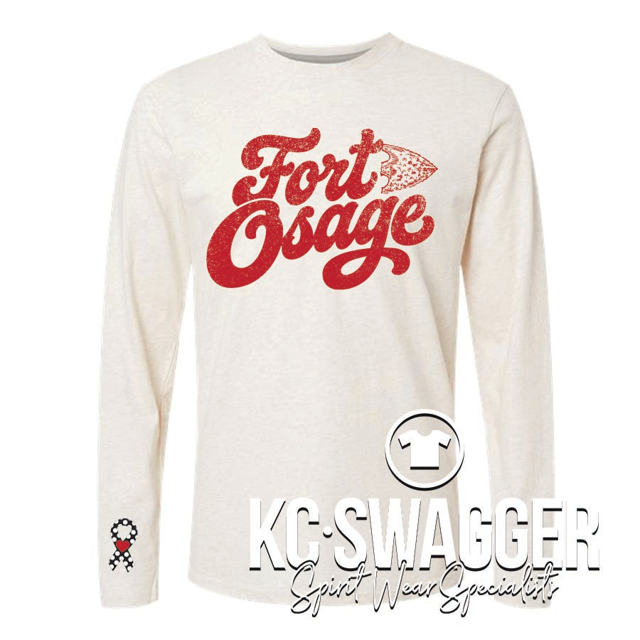 FOSD INDIANS NATURAL LONG SLEEVE BELLA CANVAS TEE