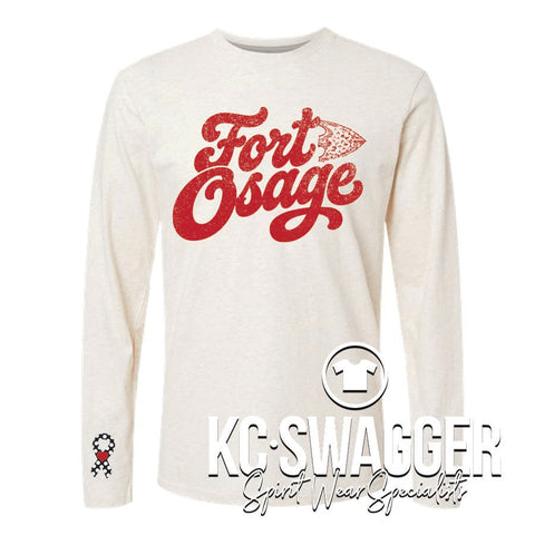 FOSD INDIANS NATURAL LONG SLEEVE BELLA CANVAS TEE