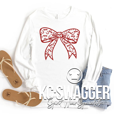 BCMS MUSTANGS WHITE LONG SLEEVE BELLA CANVAS TEE