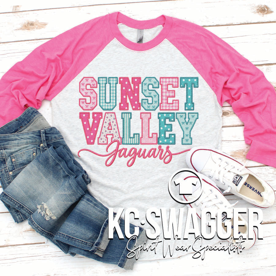 SVE JAGUARS PINK TRIBLEND NEXT LEVEL RAGLAN TEE