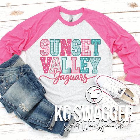 SVE JAGUARS PINK TRIBLEND NEXT LEVEL RAGLAN TEE