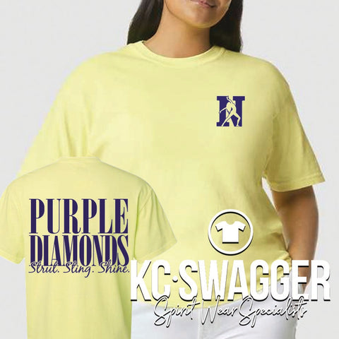 NKC PURPLE DIAMONDS NEON LEMON COMFORT COLORS TEE