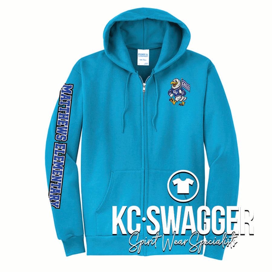GVME EAGLES NEON BLUE PORT AND CO FULL ZIP HOODIE