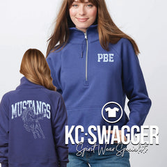 PBE MUSTANGS FUTURE DUSK ENZA GIRLS AND LADIES HALF ZIP FLEECE