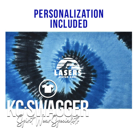LAKEWOOD LASERS TIE DYE PERSONALIZED BEACH TOWEL