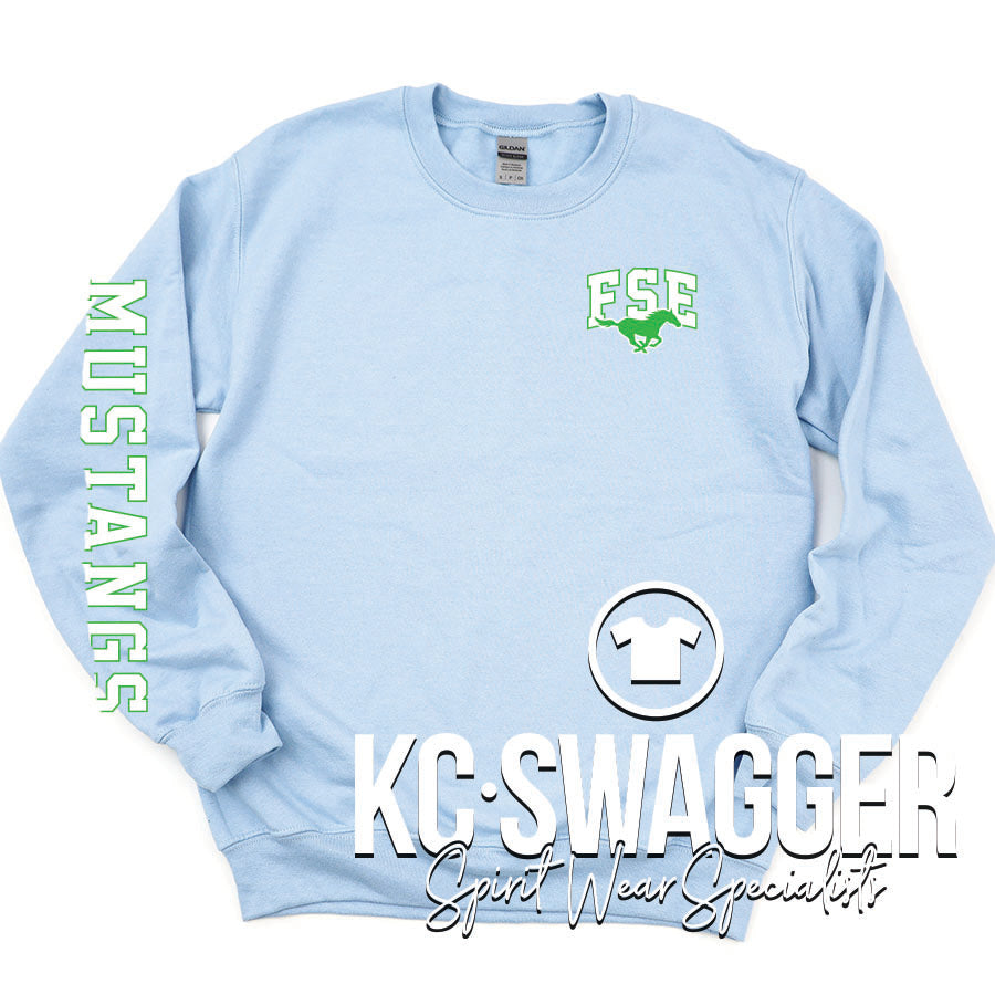 FSE MUSTANGS LIGHT BLUE GILDAN SWEATSHIRT