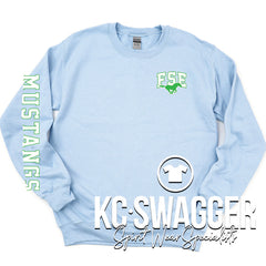 FSE MUSTANGS LIGHT BLUE GILDAN SWEATSHIRT