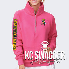 LIGGETT TRAIL HOT PINK ENZA GIRLS AND LADIES BOXY HALF ZIP FLEECE (YOUTH-ADULT)