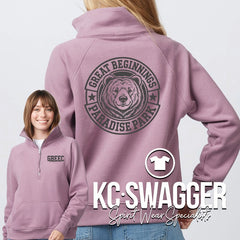 GREAT BEGINNINGS PARADISE PARK LAVENDER HAZE ENZA LADIES BOXY HALF ZIP FLEECE
