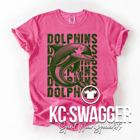 DYE DOLPHINS CRUNCHBERRY COMFORT COLORS TEE