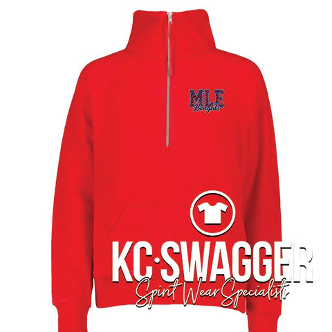 MLE BENGALS RED ENZA GIRLS AND LADIES HALF ZIP FLEECE