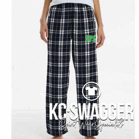 SPE PANTHERS BLACK AND WHITE PLAID BOXERCRAFT FLANNEL PANTS
