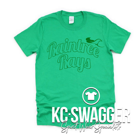 RAINTREE RAYS HEATHER GREEN TEE