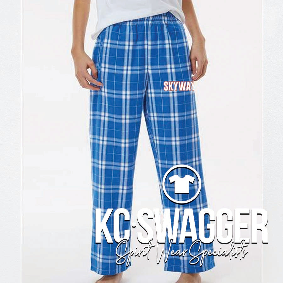 SKYWAY EAGLES ROYAL AND SILVER PLAID BOXERCRAFT FLANNEL PANTS