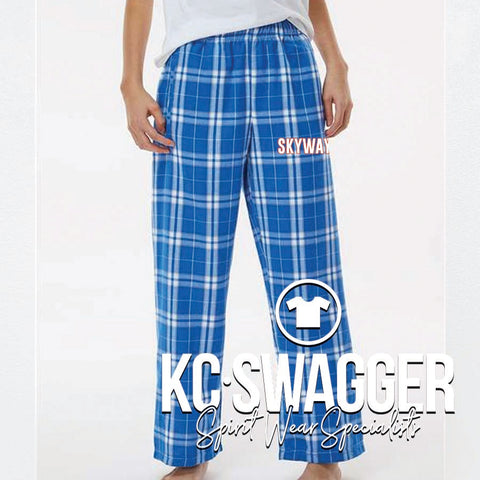 SKYWAY EAGLES ROYAL AND SILVER PLAID BOXERCRAFT FLANNEL PANTS