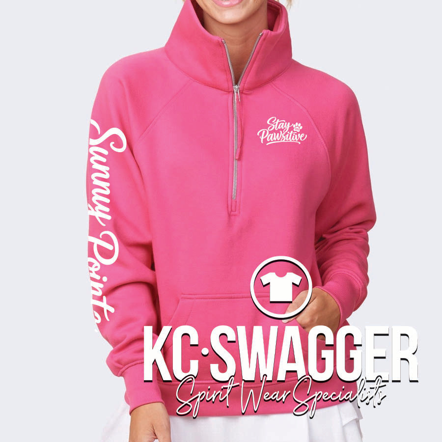 SPE PUMAS HOT PINK ENZA LADIES BOXY HALF ZIP FLEECE