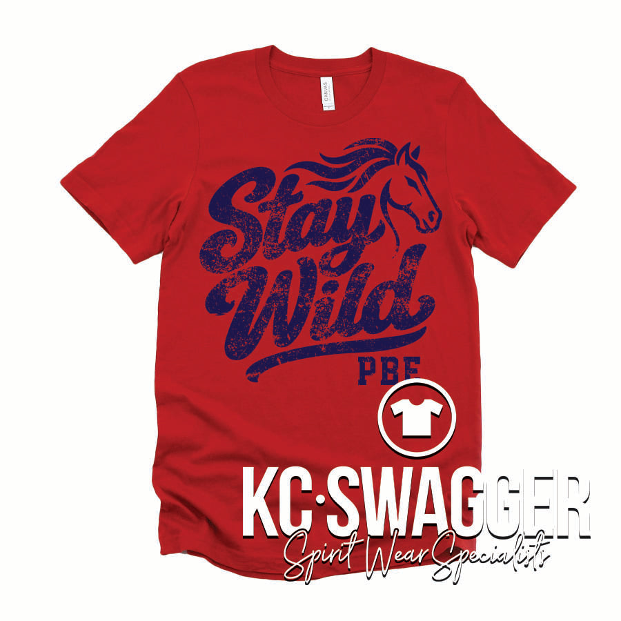 PBE MUSTANGS RED BELLA CANVAS TEE