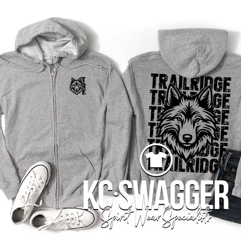 TRE TIMBERWOLVES SPORT GRAY FULL ZIP GILDAN HOODIE