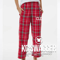 CLE CHEETAHS RED AND WHITE PLAID BOXERCRAFT FLANNEL PANTS
