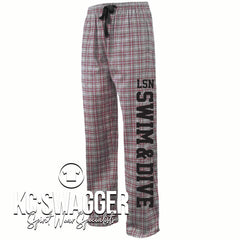 LSN BOYS SWIM AND DIVE GRAY AND MAROON PENNANT FLANNEL PANTS