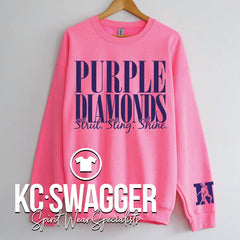 NKC PURPLE DIAMONDS NEON PINK GILDAN SWEATSHIRT