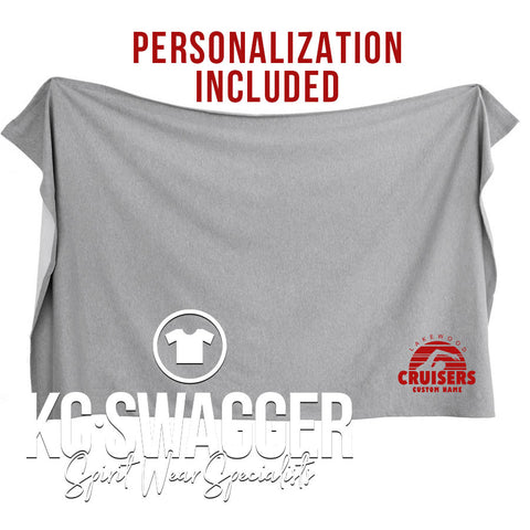 LAKEWOOD CRUISERS ATHLETIC HEATHER ENZA PERSONALIZED SWEATSHIRT BLANKET