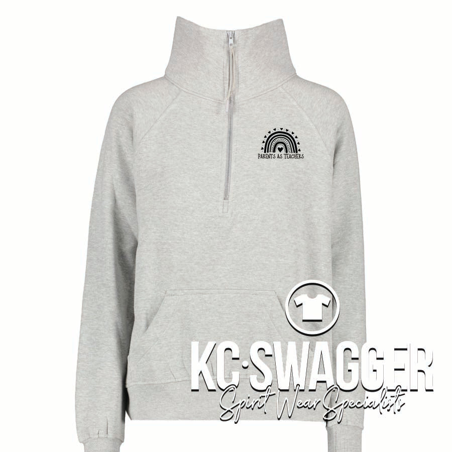 PARENTS AS TEACHERS ATHLETIC HEATHER ENZA LADIES BOXY HALF ZIP FLEECE