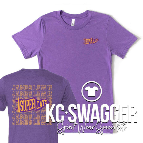 JLE SUPERCATS HEATHER PURPLE BELLA CANVAS TEE