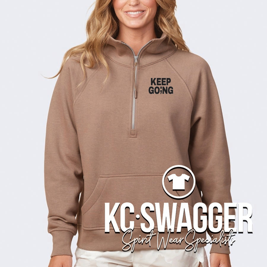 ISD COUNSELORS BROWN SUGAR ENZA LADIES BOXY HALF ZIP FLEECE