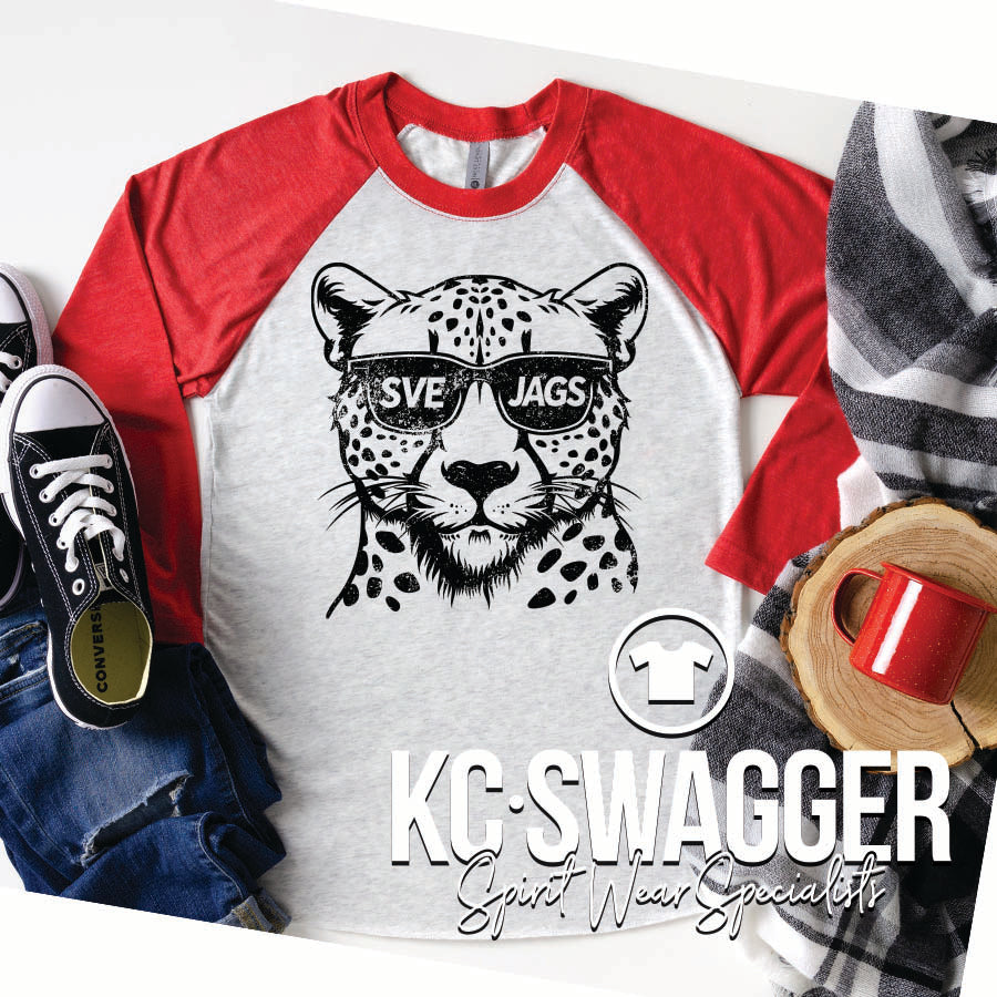 SVE JAGUARS RED TRIBLEND NEXT LEVEL RAGLAN TEE
